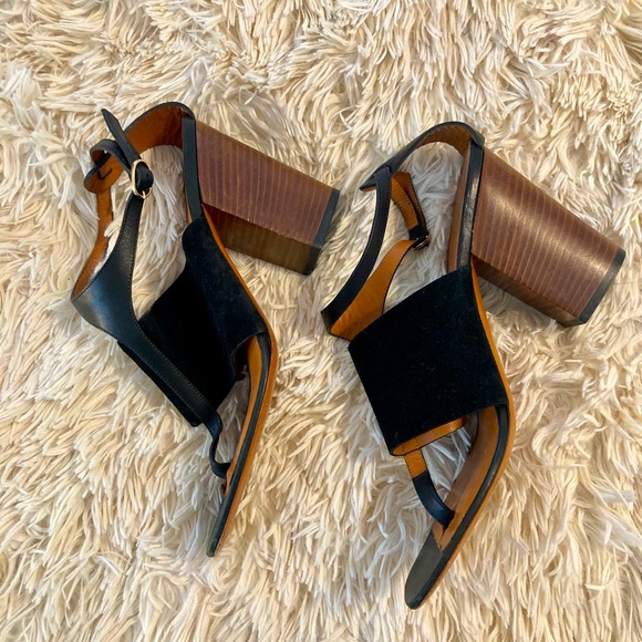 CELINE BLACK CROSTA WOODEN HEEL SANDALS SIZE 40 - Picture 1 of 6